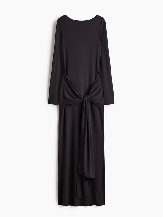 H&M Dresses & Skirts - NEW H&M Black Long-Sleeve Knot-Detail Maxi Dress
